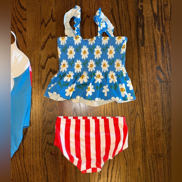 Hanna Andersson Kids Swimwear size 6/7 or 120cm red white blue two suits - Picture 6 of 11